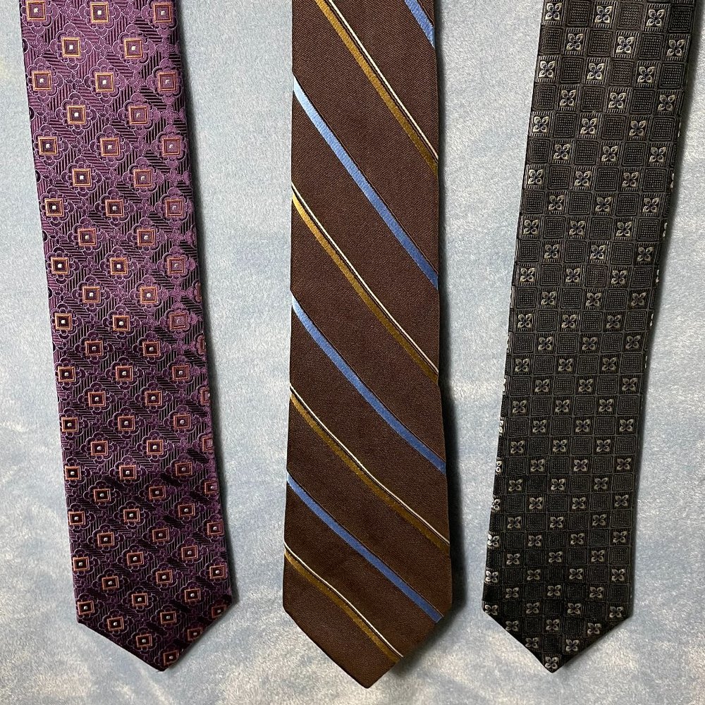 Bundle of 3 Daniel Cremieux 100% Silk Hand Made Used Neckties. Made in the USA